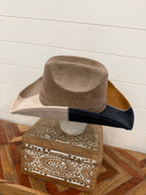 Cowboy Color Block Vegan Suede Hat Blank, Blank Hat for Burning, Hat Pyrography, Burned Hat Blank, Rancher Hat, Fedora Hat, Wide Brim Hat, Hat for Engraving