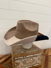 Cowboy Color Block Vegan Suede Hat Blank, Blank Hat for Burning, Hat Pyrography, Burned Hat Blank, Rancher Hat, Fedora Hat, Wide Brim Hat, Hat for Engraving