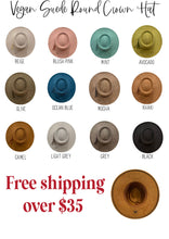 Vegan Suede Round Crown Hat Blank, Blank Hat for Burning, Hat Pyrography, Burned Hat Blank, Rancher Hat, Fedora Hat, Wide Brim Hat, Hat for Engraving