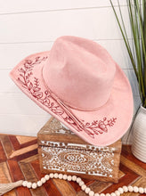 Floral Engraved Hat, Floral Engraved Cowboy Hat, Sunflower Hat, Sunflower Burned Fedora, Engraved Suede Hat, Boho Hat, Vegan Suede