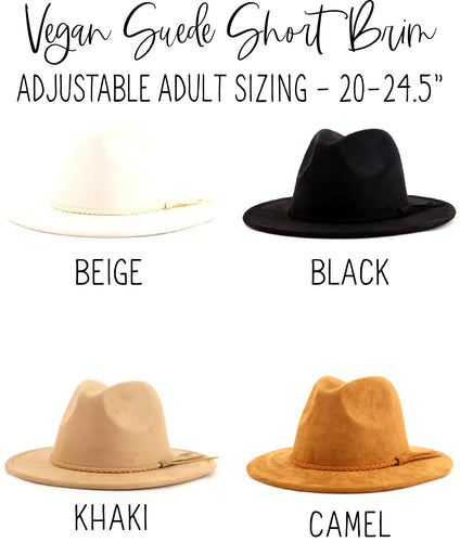 Vegan Suede Short Brim Hat Blank, Blank Hat for Burning, Hat Pyrography, Burned Hat Blank, Rancher Hat, Fedora Hat, Wide Brim Hat, Hat for Engraving