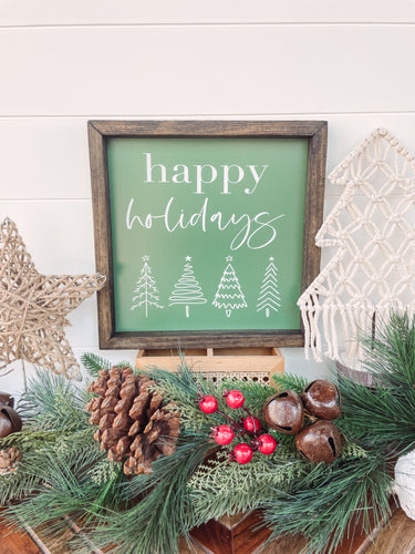 Happy Holidays Framed Sign, Christmas Sign, Christmas decor, Holiday Sign, Holiday Decor