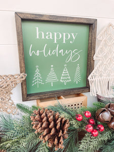 Happy Holidays Framed Sign, Christmas Sign, Christmas decor, Holiday Sign, Holiday Decor