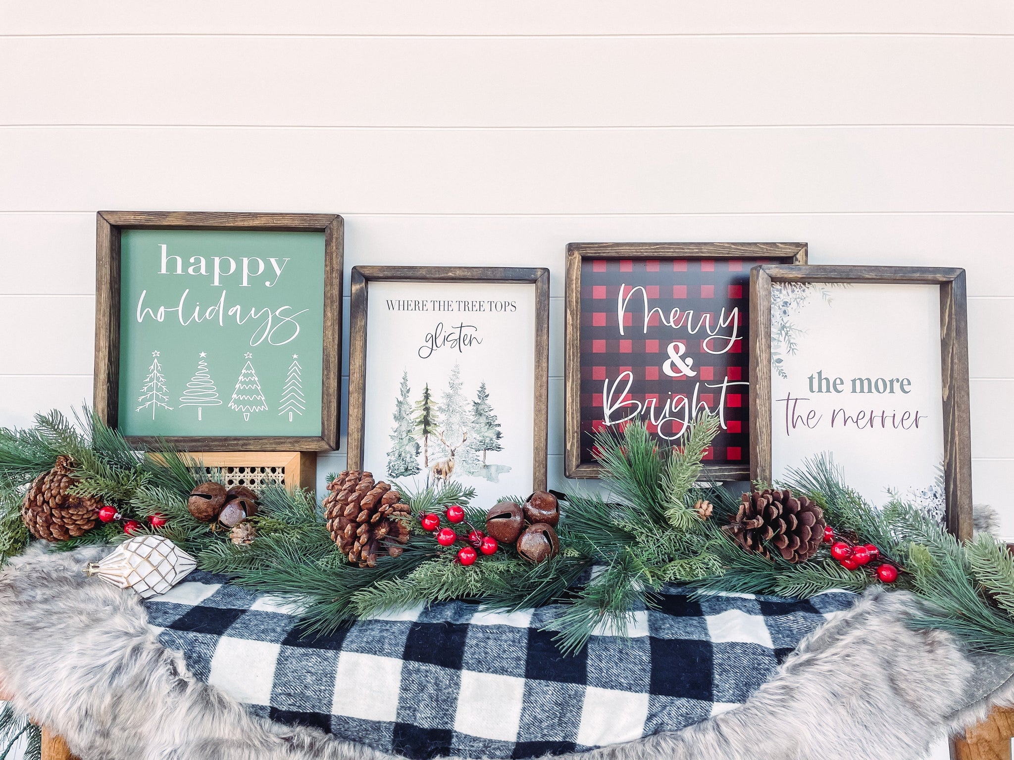 Wood Canvas Wall Hanging Buffalo Plaid Elk Rustic Decor Sign Camp Name and  Est Year Personalized Home Sign Holiday Art Wedding Gift Idea 