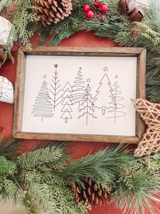 Colorful Christmas Tree Wooden Sign, Christmas Sign, Christmas decor, Holiday Sign, Hand Drawn Christmas Trees, Holiday Decor, Colorful Christmas Sign