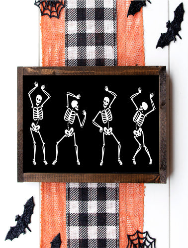 Dancing Skeletons Wood Framed Sign, Halloween Decor, Halloween Sign, Fall Decor, Fall Sign, Skeleton Sign, Funny Halloween Sign, Autumn Decor