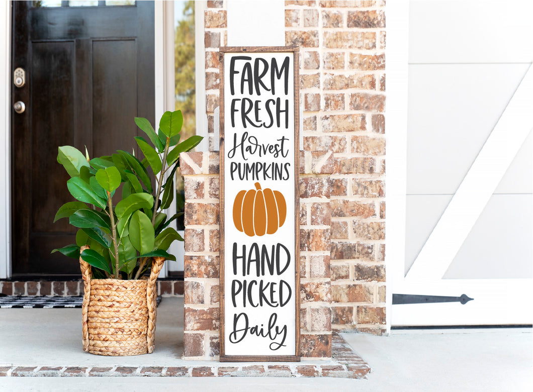 Farm Fresh Pumpkins Wood Framed Porch Sign, Halloween Decor, Halloween Sign, Fall Decor, Fall Sign, Skeleton Sign, Funny Halloween Sign, Autumn Decor