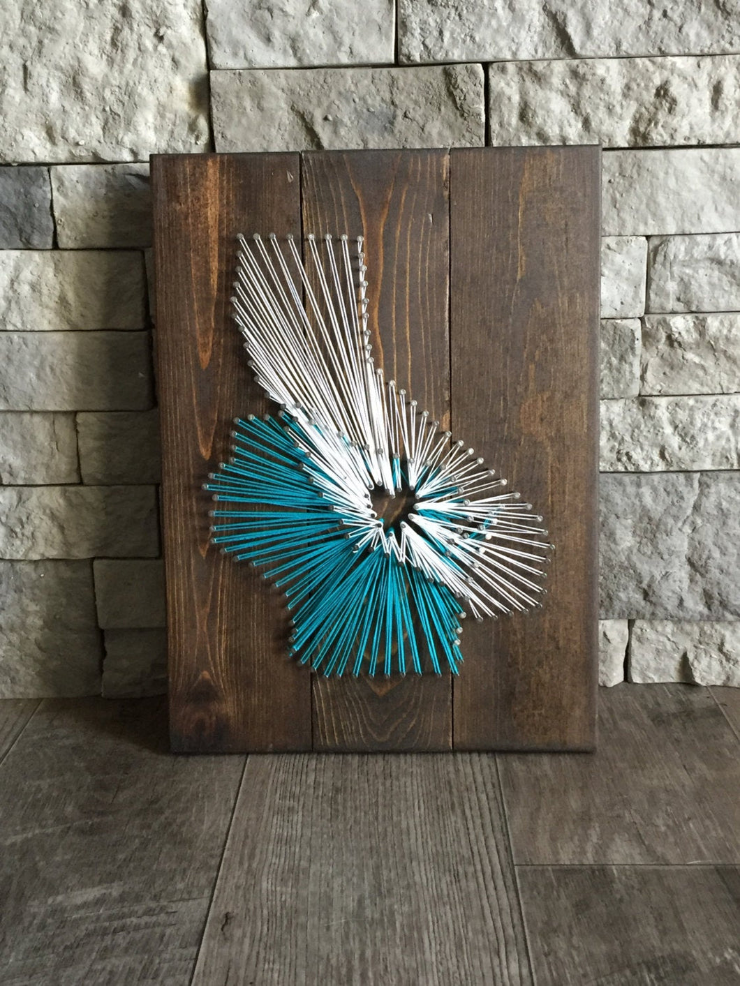String Art Two State Wooden Sign