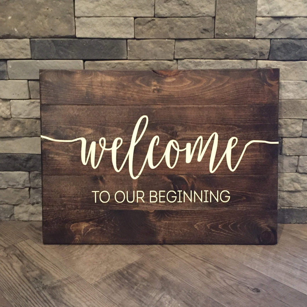 Welcome To Our Beginning Wedding Sign