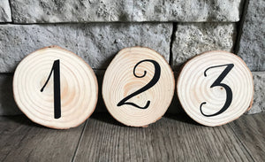Wooden Slice Table Numbers