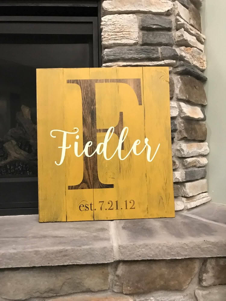 Inverted Personalized Family Name Wooden Sign