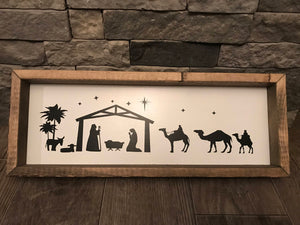 Nativity Scene Wooden Sign