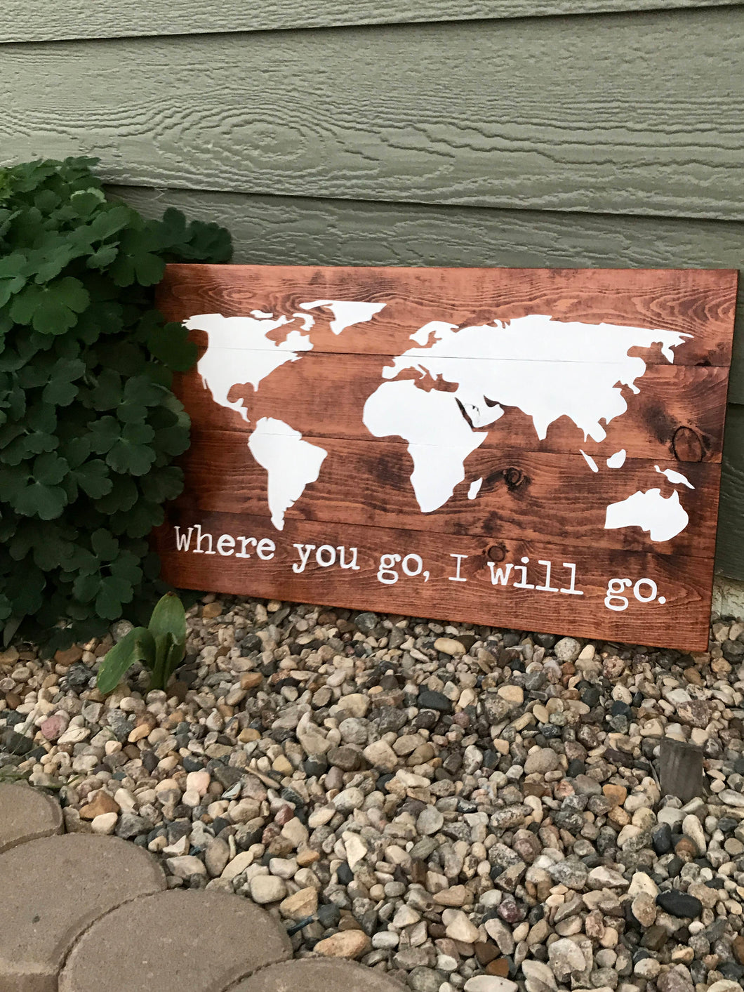 Rustic World Map Wooden Sign