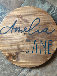Round Baby Name Sign