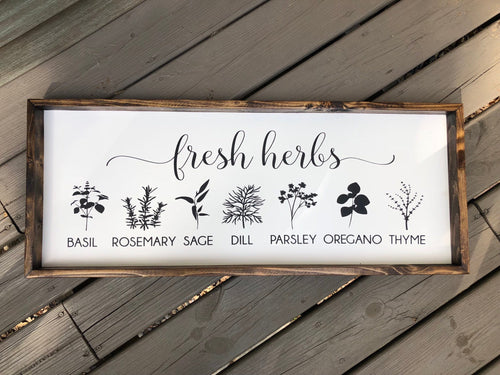 Fresh Herbs Wooden Sign