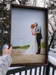 Wood Framed Photo, 5th Anniversary Gift, Photo on Wood, Wood Photo Sign, Photo Sign, Custom Photo Prints, Valentines Gift