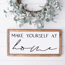 Make Yourself At Home Farmhouse Wooden Sign, Guest Room Decor, Guest Room Sign, Housewarming Present, Rustic Chic Decor, Wooden Quote Sign