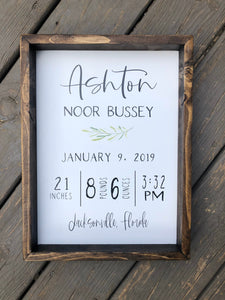 Birth Stats Wood Sign, Birth Announcement Sign, Baby Wooden Sign, Birth Sign, Baby Birth Wooden Sign, Baby Gift, Baptism Gift,