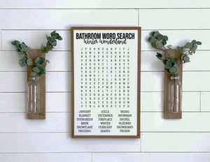 Winter Bathroom Word Search Wooden Sign, Bathroom Decor, Winter Wonderland Sign, Funny Bathroom Signs, Housewarming Present, Spring Sign