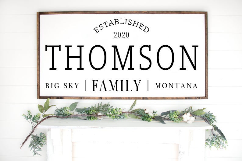 Last Name Farmhouse Wooden Sign, Family Name Wooden Sign, Housewarming Present, Rustic Chic Decor, Wooden Quote Sign
