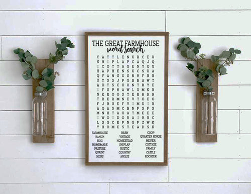 Farmhouse Bathroom Word Search Wooden Sign, Bathroom Decor, Rustic Farmhouse Wooden Sign, Funny Bathroom Signs, Housewarming Present