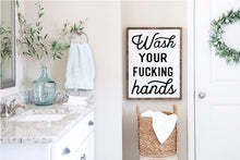 Wash Your Fucking Hands Farmhouse Wooden Sign,Funny Bathroom Sign, Wooden Home Sign, Housewarming Present, Wooden Quote Sign