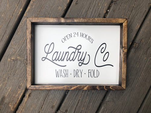 Laundry Co. Farmhouse Wooden Sign, Laundry Room Decor,Laundry Room Sign, Housewarming Present, Rustic Chic Decor, Wooden Quote Sign