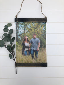 Wooden Hanging Canvas Photo, Wedding Photo Sign, Canvas Photo, 5th Wedding Anniversary Gift, Personalized Hanging Photo, Family Picture