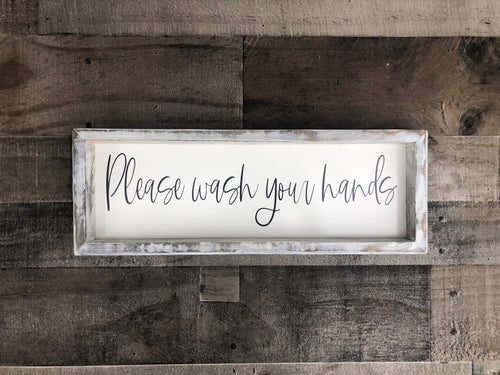 Please Wash Your Hands Wooden Sign, Powder Room Decor, bathroom Sign, Housewarming Present, Rustic Chic Decor, Wooden Quote Sign