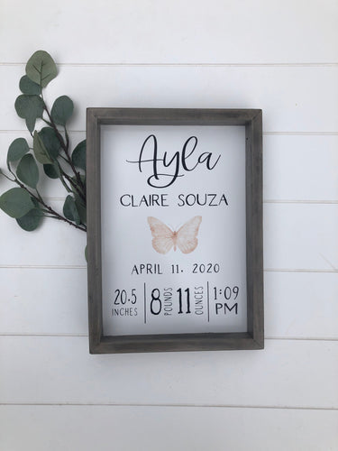 Birth Stats Wood Sign, Birth Announcement Sign, Baby Wooden Sign, Birth Sign, Baby Birth Wooden Sign, Baby Gift, Baptism Gift,