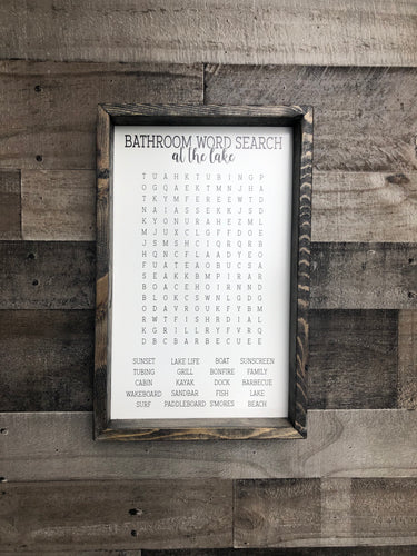 Lake Bathroom Word Search Wooden Sign, Bathroom Decor, Lake Wooden Sign, Funny Bathroom Signs, Cabin Sign, Housewarming Present