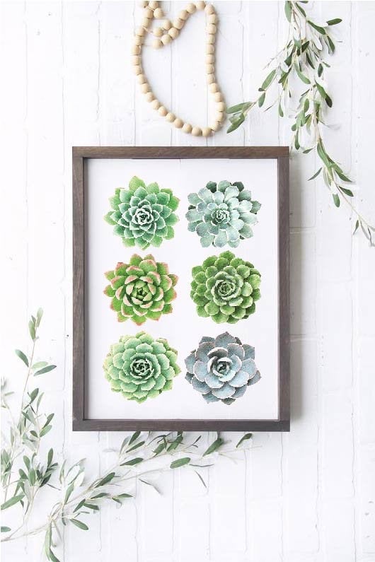 Watercolor Succulent Wooden Framed Sign, Watercolor Succulent Print, Succulent wall hanging, Succulents, Succulent Watercolor Sign, Prints