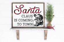 Santa Claus is Coming to Town Wooden Sign, Christmas Sign, Christmas Decor, Holiday Sign, Santa Claus Sign, Holiday Decor, Buffalo Plaid