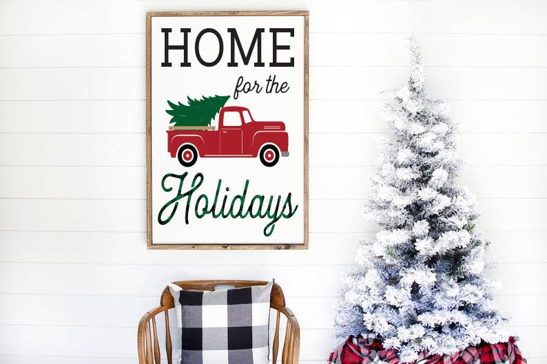 Home for the Holidays wooden sign, Christmas Truck Sign, Vintage Truck, Christmas Sign, Christmas decor, Christmas Decor