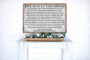 The Man In The Arena Wooden Sign, Theodore Roosevelt Quote, Inspirational Quote, Housewarming Present, Rustic Chic Decor, Wooden Quote Sign