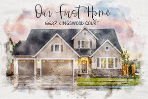 Custom Home Portrait Sign, Watercolor Home Sign, Watercolor Home Portrait, Closing Gift, Housewarming Gift, Our First Home Gift, Home Print