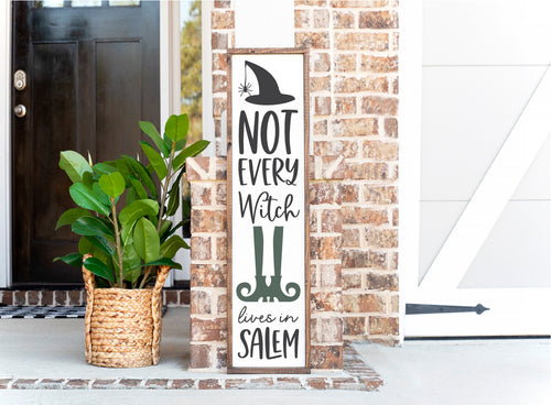 Not Every Witch Lives in Salem Wood Framed Porch Sign, Halloween Decor, Halloween Sign, Fall Decor, Fall Sign, Skeleton Sign, Funny Halloween Sign, Autumn Decor