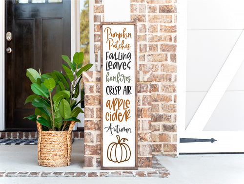 Pumpkin Patches Falling Leaves Wood Framed Porch Sign, Halloween Decor, Halloween Sign, Fall Decor, Fall Sign, Skeleton Sign, Funny Halloween Sign, Autumn Decor