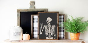 Rock On Skeleton Wood Framed Sign, Halloween Decor, Halloween Sign, Fall Decor, Fall Sign, Skeleton Sign, Funny Halloween Sign, Autumn Decor